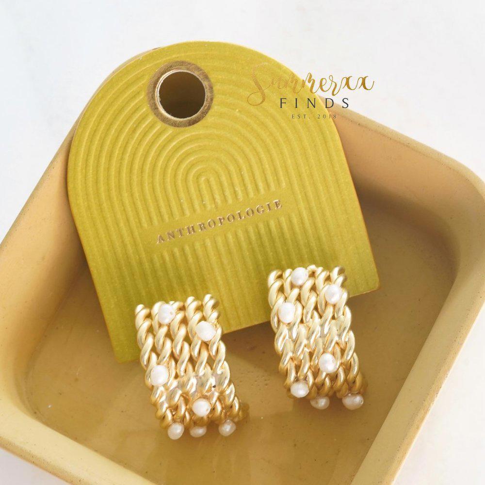 Anthropologie Demi Fine Pearly Rope Earrings 14K Gold Plated - Picture 3 of 6